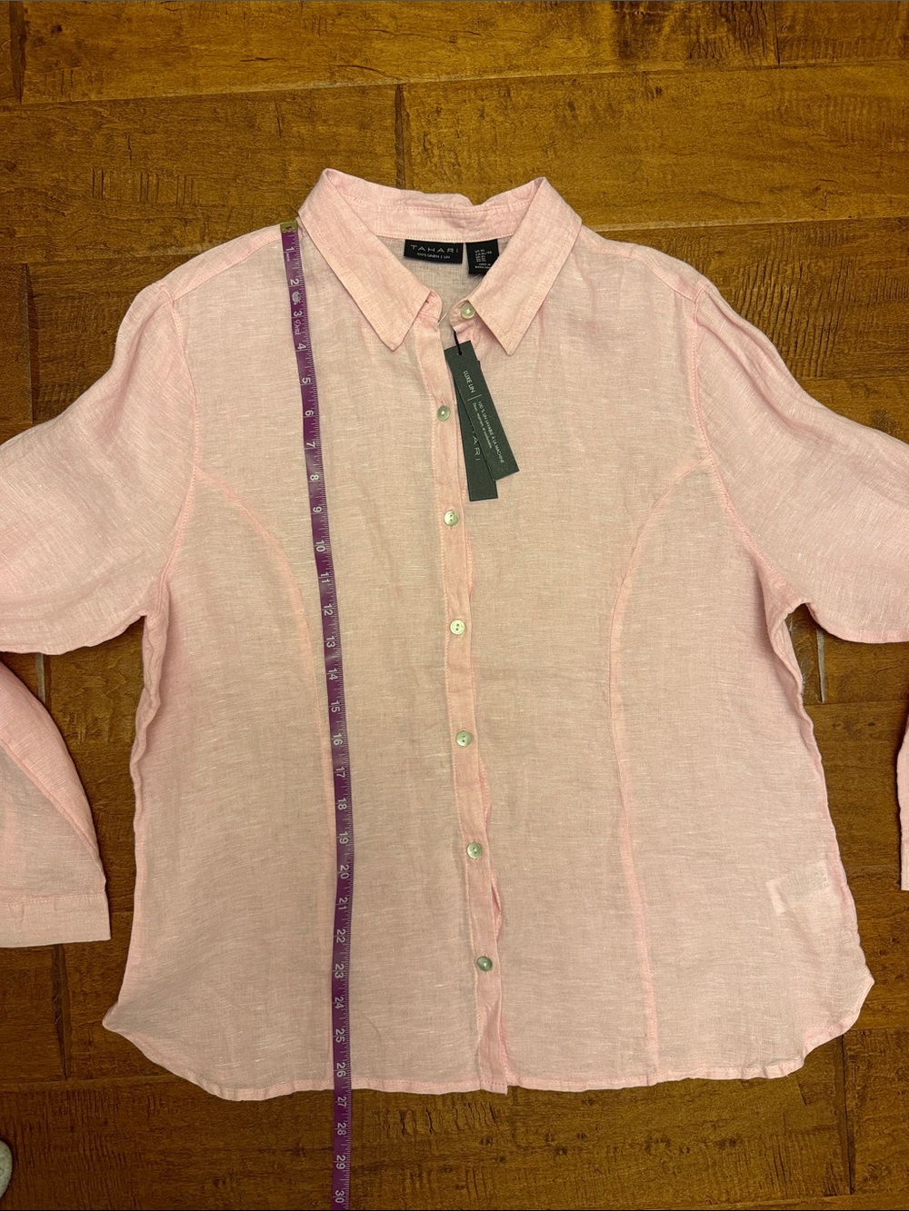 Pink Linen Button-Down Shirt - Picture 5 of 9